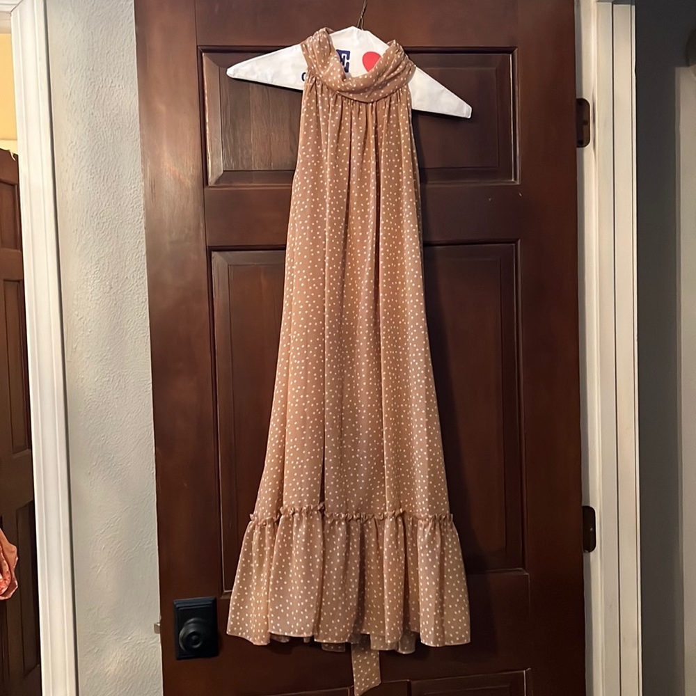 Polka dot chiffon halter dress